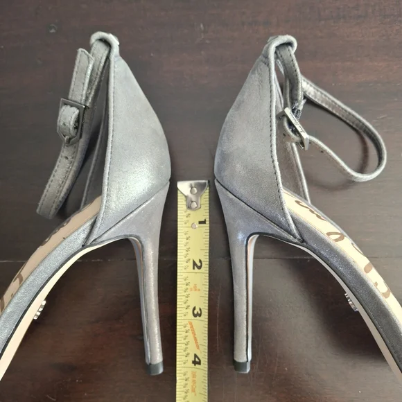 SAM EDELMAN "Ariella" Leather Stiletto Ankle Strap Dress Sandal-Silver- Size 6 - Picture 8 of 12